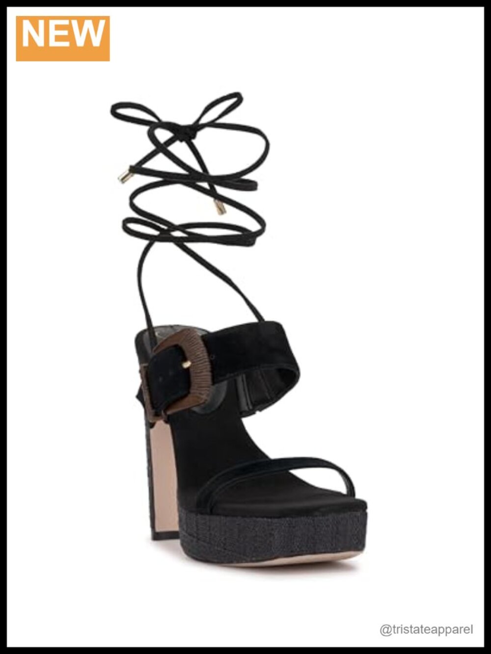 Suede Platform Ankle Strap Block Heel Lace Up Dress Sandals
